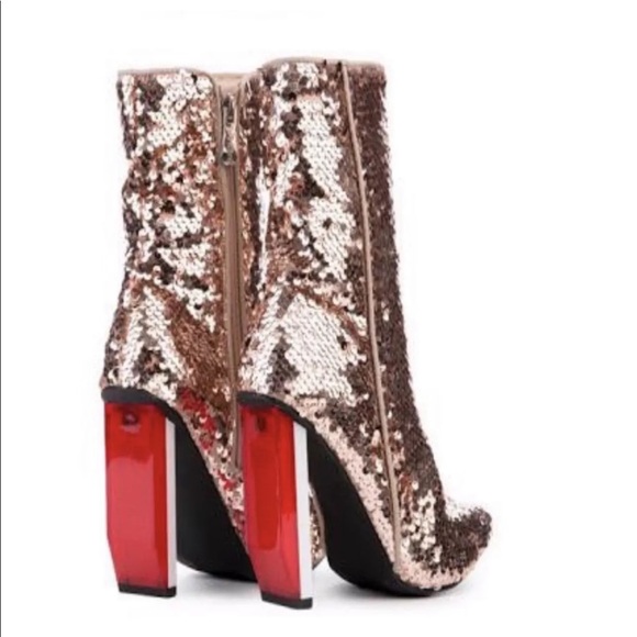 CAPE ROBBIN Rose Gold Sequins Heels - Picture 4 of 6